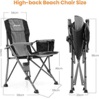 XGEAR Camping Chair with Padded Hard Armrest, Sturdy Folding Camp Chair with Cup Holder, Storage Pockets Carry Bag Included, Support to 400 lbs