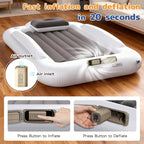 Inflatable Toddler Travel Bed - Toddler Blow Up Bed with Built in Pump - Kids Air Mattress Set with Safety Sides - Portable Ideal for Vacation Camping and Sleepover (60 Inches)