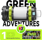 AlpsWolf Rechargeable Flashlight, 6 Modes Camping Flashlight LED Camping Lantern for Power Outage, Flashlight for Home, Emergency, Green,2 Packs