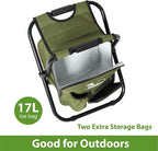 LEADALLWAY Fishing Chair with Cooler Bag Compact Fishing Stool Foldable Camping Chair