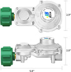 GasSaf 2 Stage Propane Regulator, QCC 1 and 3/8" Female NPT Connection for RV, Generator, Camp Stove, Gas Grill, Heater - No Propane Hose