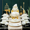 58 Piece Europe Bone China Tableware Sets Food Bowl Sushi Dishes Ramen Plates Chopsticks Dinner Set Utensils for Kitchen