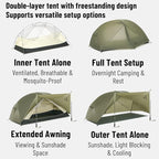 Naturehike 2025 Mongar Pro/Base Camping Tent, 1-3 Person Ultralight Backpacking Tent, 20D Nylon 3 Season Waterproof Mongar 2 Person Hiking Tent for Backpacker, Trip, Solo Camping