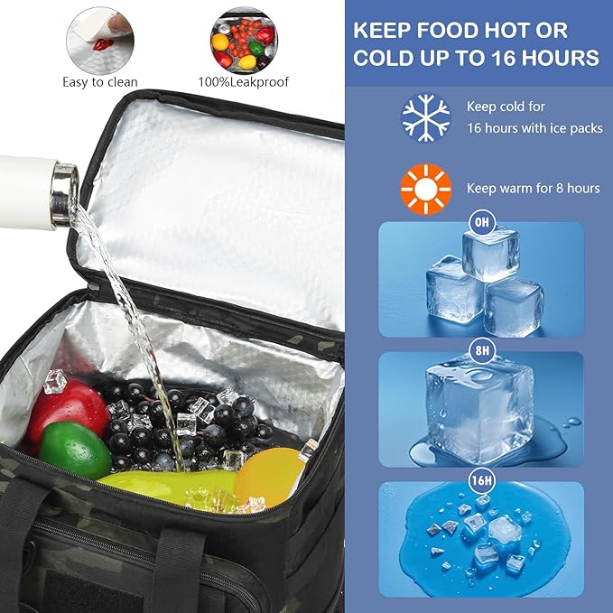 Tactical Cooler Backpack - 42 Cans Backpack Coolers Insulated Leak Proof for Men Adults, Soft Cooler Insulated Backpack for Lunch, Work, Camping, Hiking, Picnic, Beach & Travel
