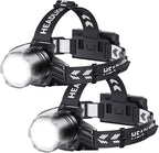 Super Bright Headlamp 2-Pack, Rechargeable 99000 Lumens Head Lamps for Adults, 7 Modes, Zoomable Head Light, USB-C Fast Charging, Waterproof for Camping, Hiking, Fishing