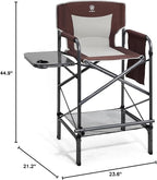 EVER ADVANCED 30.7" Seat Height Directors Chair for Makeup Artist with Side Table Easy Get in Out for Elderly Tall Camping Chair Supports 350lbs Red