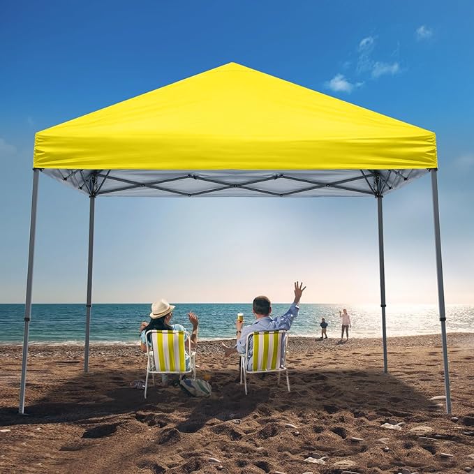 ABCCANOPY Stable Pop up Outdoor Canopy Tent 10 x 10 ft Base / 8 x 8 ft Top, Yellow