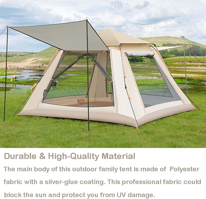85x85x56 Inch Pop-Up Camping Tent for 2-4 Persons, Waterproof 4-Season Ultralight Backpacking Tent with 2 Doors, Instant Setup, Ventilated Dual Doors, Ideal for Hiking & Outdoor Activities