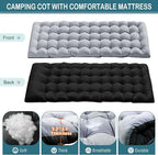 NAIZEA Folding Camping Cot W/Mat for Adults, Adjustable Lounge Chair Outdoor, Heavy Duty Sleeping Cot Bed, Travel Camp Cots for Pool, Beach, Patio Sunbathing