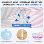 Zeraty Beach Cabana 8'×8', Portable Beach Canopy with Side Wall, Easy Pop Up UPF 50+ Silver-Coated Beach Tent Sun Shelter, Wind Resistant Adjustable Height Beach Umbrella Tent for Family, Pink