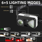 6 Pack Rechargeable Headlamp Flashlight, LED Head Lamp with White Red Light, Super Bright USB-C Headlight Motion Sensor Head Lamp for Adults 11 Mode Outdoor Camping Running Hiking Fishing