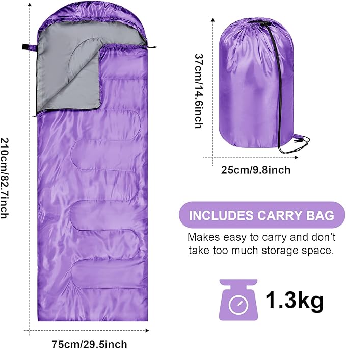 Tudomro Camping Sleeping Bag for Adults Lightweight Packable Waterproof Camping Gear Equipment to Keep Warm for Outdoor Backpacking Hiking Travel