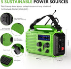 NOAA-Certified Emergency Weather Radio, AM/FM Portable Solar Hand Crank Powered with Flashlight & Reading Lamp for Emergency, Rechargeable Battery, SOS Alarm, Cell Phone Charger for Outdoor & Home Use