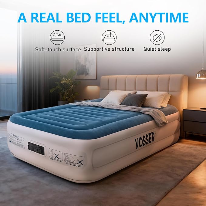 Twin Air Mattress with Built-in Pump,Fast & Easy Inflation/Deflation Inflatable Mattress, Foldable Blow Up Mattress with Storage Bag, Inflatable Bed for Home, Camping & Guests