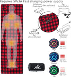 Heated Sleeping Bag pad, Heated Sleeping Bag Liner, 5 Heating Zones, Operated by 5V/3A Type-C Battery Power Bank (Battery NOT Included) or Other Type-C Power Supply. Type-C.