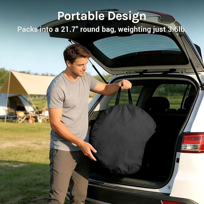 Wolfwise Pop Up Shower Tent, Portable Instant Changing Tent with Ventilation Window & Carry Bag, Privacy Bathroom Toilet for Beach, Camping & Outdoor, Width 40 ", Height 75 ", Black