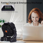 20000mAh Camping Fan with LED Lantern USB TpyeC Rechargeable Battery Operated Fan Outdoor Fans with Light & Hook,4 Speeds Personal USB Desk for Camping Black X26A