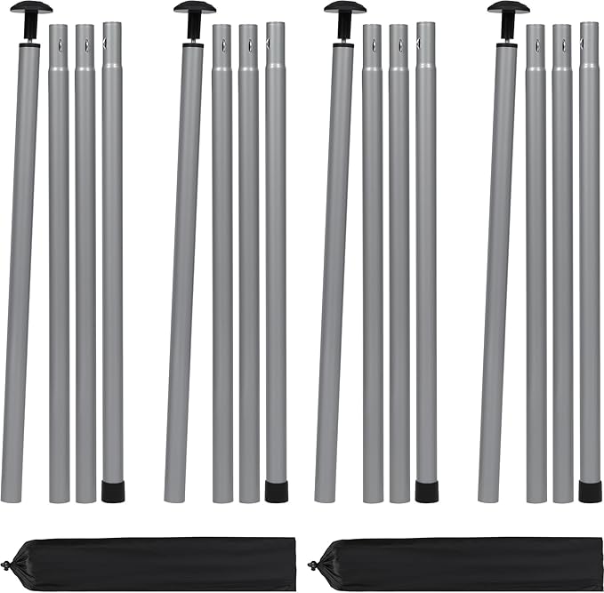 REDCAMP Heavy Duty 82in Adjustable Tent Poles Set of 4, Portable Telescoping Iron Thickened Camping Tarp Poles for Canopy, Rain Awning, Shelter, Backpacking Hiking, 4 Sections
