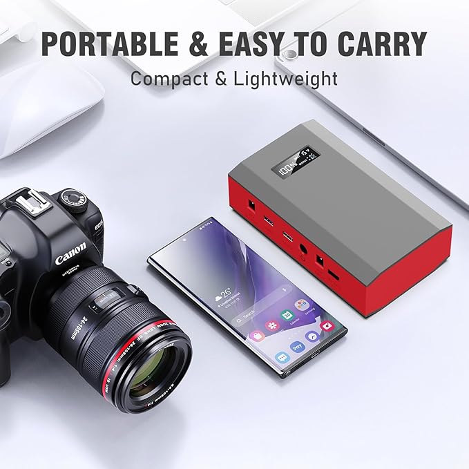 300W Portable Solar Generator with Panel, 65W 110V Portable Power Bank with DC AC Outlet with Solar Panel Charger 60W Set for Laptop Smart Devices Tent Camping Outdoor Hiking Power Outage
