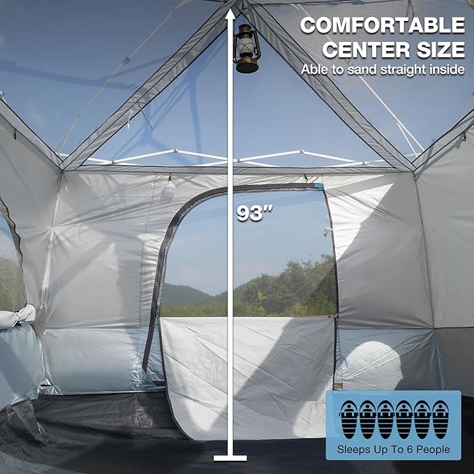 REDCAMP Canopy Camping Tent for Pop Up Canopy Tent, Inner Tent Converts Straight Leg 10'x10' or 10'x20' Canopy into Camping Tent, Fits 4-6 Person(Frame/Shelter NOT Included)