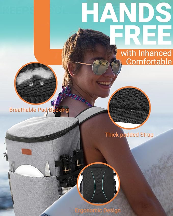 Soft Cooler Backpack 30 Cans/45 Cans, Backpack Coolers Insulated Leak Proof Thermal Lunch Backpack for Men Work Small Cooler Bag Beach Travel Picnic Drink Beverage Beer