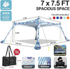 Buheco Beach Tent Pop Up Shade 7x7.5ft Beach Canopy Sun Shelter UPF50+ with 4 Foldable Poles-Portable Carrying Bag-Sand Shovel-Ground Pegs-Windproof Ropes for Outdoor Family Camping-Fishing- Picnic