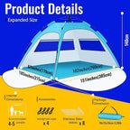 Beach Tent Sun Shade for 4-5 Person, Two Doors Large Pop Up Beach Tents for Adults and Kids, Portable Automatic Instant Sun Shelter Canopy Tent UV 50+, Ideal for Garden, Fishing, Picnic