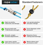 Roperoller The Original Rope Tightening Tool & Tensioner 6-Pack with Rollercam Technology – Heavy-Duty Tie Down for Outdoors, Tarps, Boating & Camping Gear – Includes Reflective Cord & Carry Case