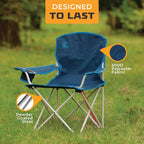 CORE Youth Quad Chair | Folding Chair with Cupholder for Indoor Home or Outdoor Camping | Perfect for Concert Seat, Sports, Beach, Travel & Picnic (Blue)