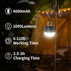 LED Camping Lantern Rechargeable, 1000LM Portable Tent Light with 12 RGB Lighting Modes, Power Bank, Waterproof, Mini Flashlight with Magnetic Base for Emergency, Power Outages, Hiking, Home
