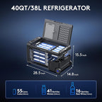 BODEGACOOLER 12 Volt Car Refrigerator, Portable Freezer WIFI APP Control, 40Quart (38L) Car Fridge -4℉-68℉, Electric Cooler 12/24V DC 100-240V AC for Outdoor, Truck, RV, Vehicles, Camping, Travel
