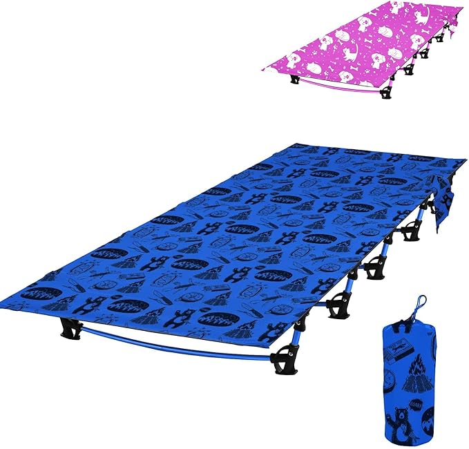 Kids Camping Cot and Toddler Travel Bed | Lightweight and Compact Cots for Sleeping | 5’9” x 27.5” x 5.3” – Portable Folding Cot for Toddler, Kids, Youth and Even Adults