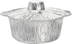 Frcctre 10 Pcs Disposable Aluminum Pot with LidS, Disposable 2 Liter Round Aluminum Foil Pan Food Container for Camping Vacation Trips Picnic Heating Cooking