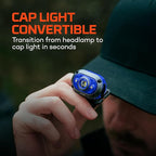 NEBO MYCRO 450 Rechargeable Headlamp | 450 Lumens, 6 Light Modes, Water Resistant, Detachable Hat Clip, Super Bright Head Lamp for Camping & Hiking, Includes USB Charging Cable — Blue