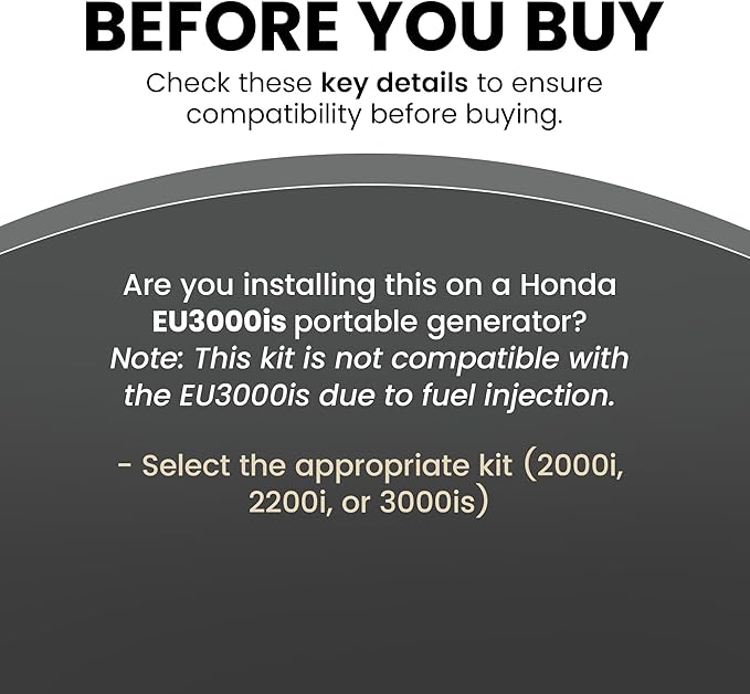 Hutch Mountain Generator Propane Conversion Kit Honda EU3000is- Tri-Fuel Conversion for Propane, Gasoline & Natural Gas - Portable Generator Backup Kit for Home Emergencies, Camping, and RVs