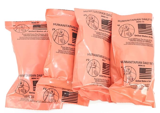 4 Meal HUMANITARIAN DAILY RATION MRE - RANDOM MENU - Inspection date of 10/2022 or Newer