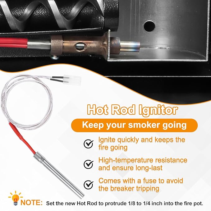 Upgrade Grills Replacement Parts Kit for Pit Boss, Traeger Wood Pellet Grills, Include 2.0 RPM Auger Motor, Hot Rod Ignitor, Fire Burn Pot, Induction Fan, Fit for Camp Chef, Z Grills Pellet Grill
