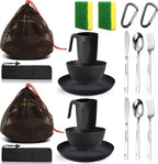 Scout Camping Mess Kit for Person Boy Scout Dishes Set Girl Scout Mess Kit with Mesh Bag Reusable Light Weight Eating Utensils Plastic Camping Cutlery Set for Travel Camp