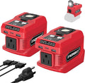 2 Pack Kzreect 220W Power Inverter Compatible with Milwaukee 18V Batteries (Battery Not Included), DC to 110V AC Converter with 1 AC Outlet, USB-C, Dual USB-A & 400LM LED – Camping, Emergency Use