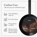 Merten & Storck Pre-Seasoned Carbon Steel 8” Frying Pan Skillet,Use on Induction,Stove and Grill,Durable,Even-Heating,for Searing,Grilling,Oven Use,and Campfire,Indoor/Outdoor,(Pack of 6)