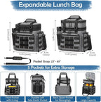 Tactical Lunch Box for Men - 25L Large Insulated Lunch Bag Cooler Bag, Expandable Double Deck Soft Mens Lunchbox for Work, Camping, Picnic, Hiking, Beach Trip, Outdoor & Travel, Gray