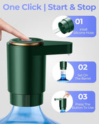 Water Jug Pump for 5 Gallon Bottle – Portable Electric USB-C Charging Dispenser, Dual Powerful Motors, Fast Flow, Fits 2-5 Gallon Jugs – Ideal for Home, Office, Camping, RV, Dark Green