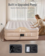Airefina Air Mattress Queen with Built-in Pump, 18" Raised Inflatable Blow Up Mattress with Luxury Carry Bag, Upgraded Stable Honeycomb Coil Support, Air Bed for Home, Guest, Colchones Inflables