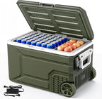 Antarctic Star 12 Volt Refrigerator,68QT(64L)Electric Cooler Compressor, -4℉~68℉ Portable Refrigerator,Car Fridge 12/24V DC 100-240V AC Portable Freezer with Wheels&2 Baskets for Camping,RV,Car,GREEN