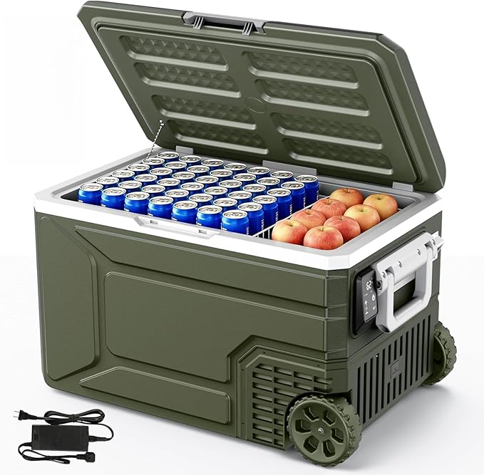 Antarctic Star 12 Volt Refrigerator,68QT(64L)Electric Cooler Compressor, -4℉~68℉ Portable Refrigerator,Car Fridge 12/24V DC 100-240V AC Portable Freezer with Wheels&2 Baskets for Camping,RV,Car,GREEN