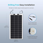 Renogy Flexible Solar Panel 100 Watt 12 Volt Monocrystalline Semi-Flexible Bendable Mono Off-Grid Charger for Marine RV Cabin Van Car Uneven Surfaces