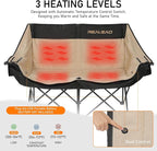 REALEAD Heated Double Camping Chair - Heated Loveseat Camping Chairs for Adults with 3 Heat Levels and 4 Heating Zones - Oversized Heated Chairs Outdoor Sports Supports 650 lbs Battery NOT Included