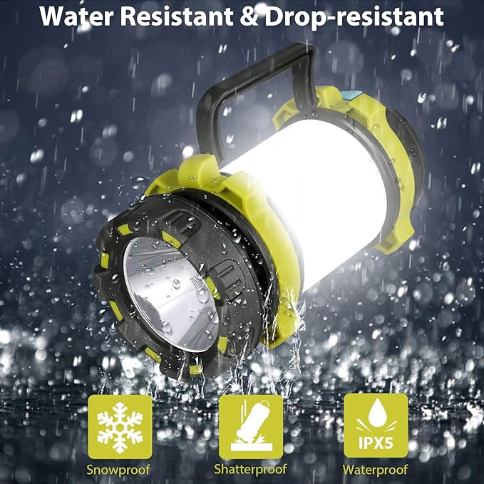 1 Pack Camping Lantern, Outdoor LED Camping Light, Rechargeable Flashlights with 1000LM, 6 Modes, IPX5 Waterproof Portable Emergency Camp Light for Hurricane Survival - Green