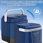 35 QT (33 L) Electric Cooler & Warmer, Portable Car Refrigerator With Automatic Locking Handle, 12V Car Cooler for Vehicle & Trucks, 110V AC Home Power Cord, Plug In Coolers,Blue