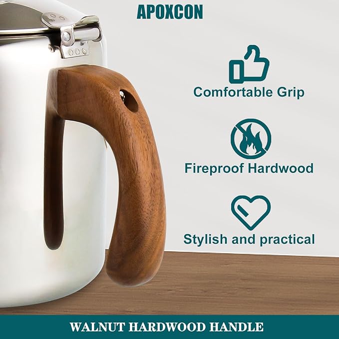 Coffee Percolator Stainless Steel Coffee Maker with Fireproof Solid Wood Handle & Tough Glass Clear Brew Progress Knob Camping Coffee Pot Using on any Stovetop NO Aluminum NO Plastic (6 Cup)